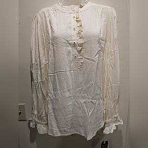 Democracy Cream Ruffled Blouse Size Xl
